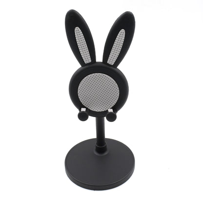 Wukusy cute bunny phone stand with adjustable angle and height, kawaii desk accessory, perfect Easter gift for kids and teens.