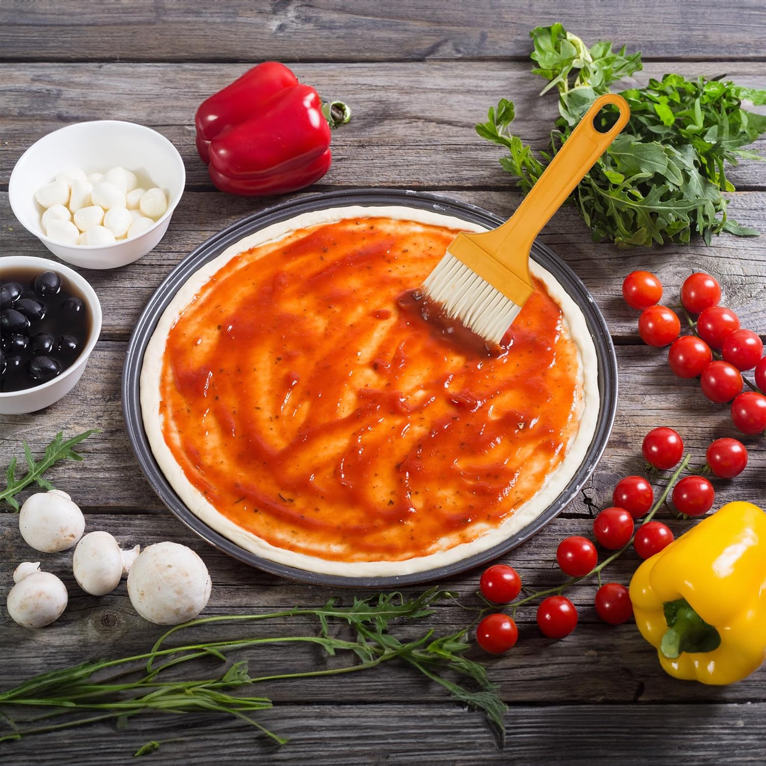 Wukusy multifunction basting brush for cooking, baking, pastry, and grilling, with a dishwasher-safe design and versatile use.