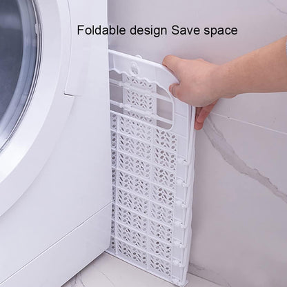 Wukusy wall-hanging laundry basket with clothes hanger and storage hook, ideal for bathroom, laundry room, or kids' dirty clothes storage.