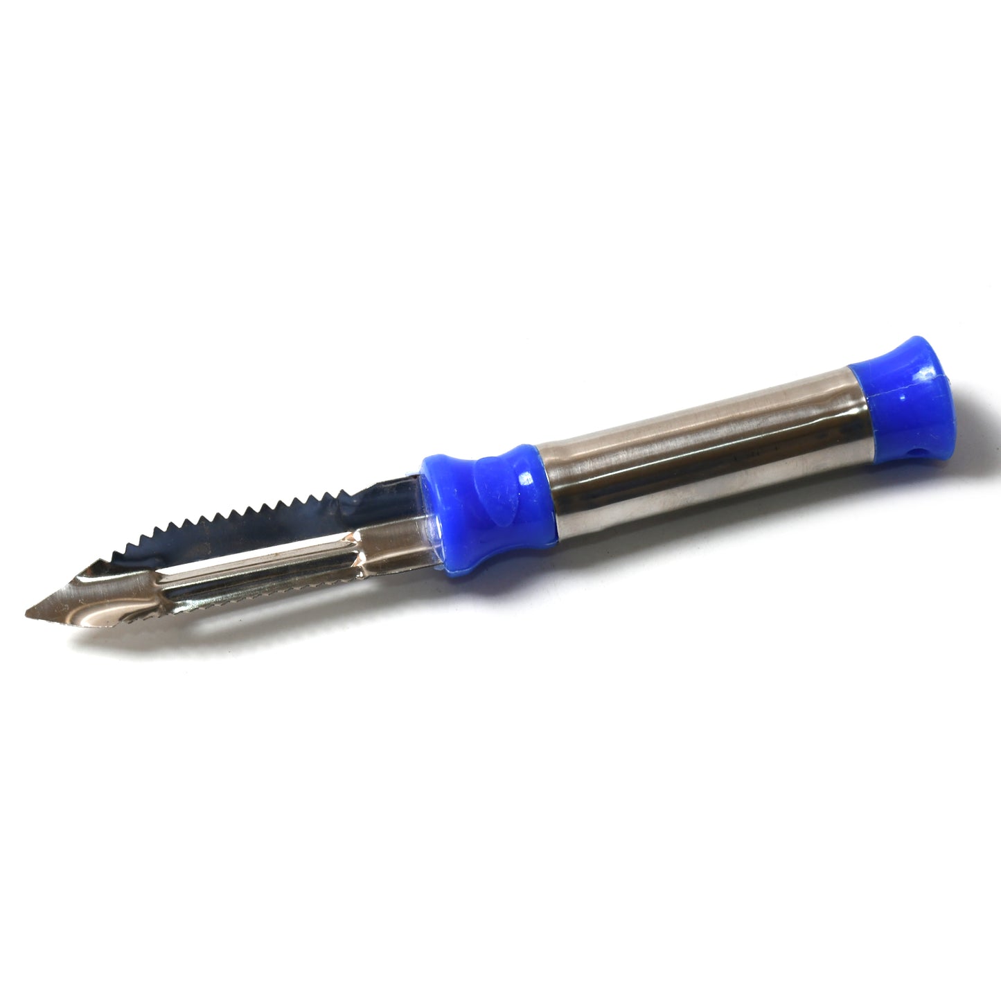Wukusy 2-in-1 stainless steel vegetable peeler with hanging ring, suitable for peeling and shredding potatoes, carrots, fruits, and vegetables.