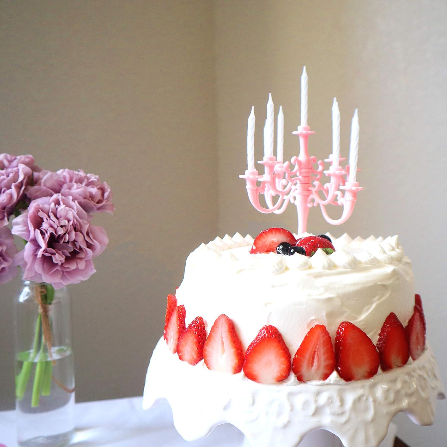 Wukusy luxury birthday candles set with nine elegant cake candle holders, perfect for special celebrations and romantic proposals.
