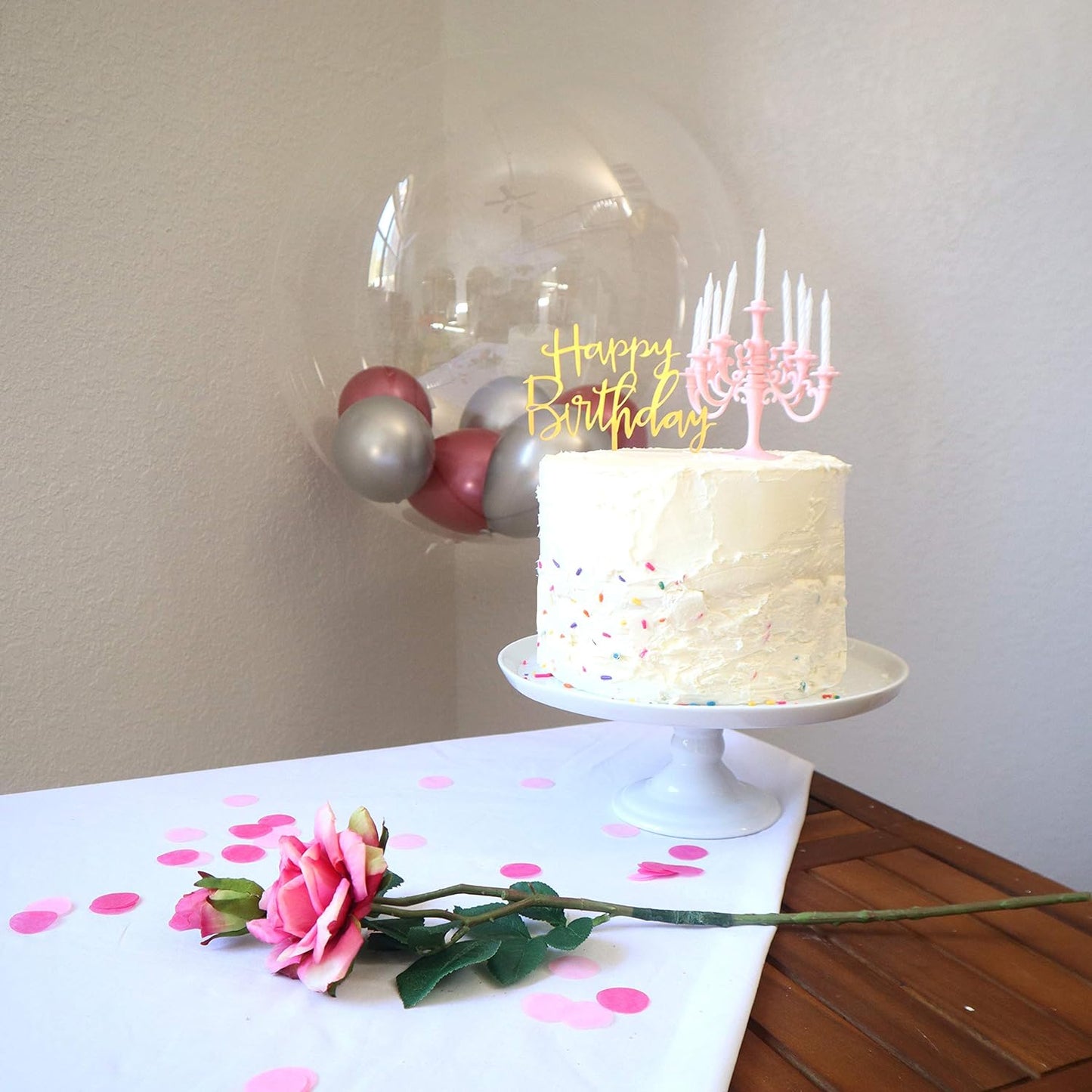 Wukusy luxury birthday candles cake topper with 9 elegant candles, perfect for special occasions and romantic proposals.
