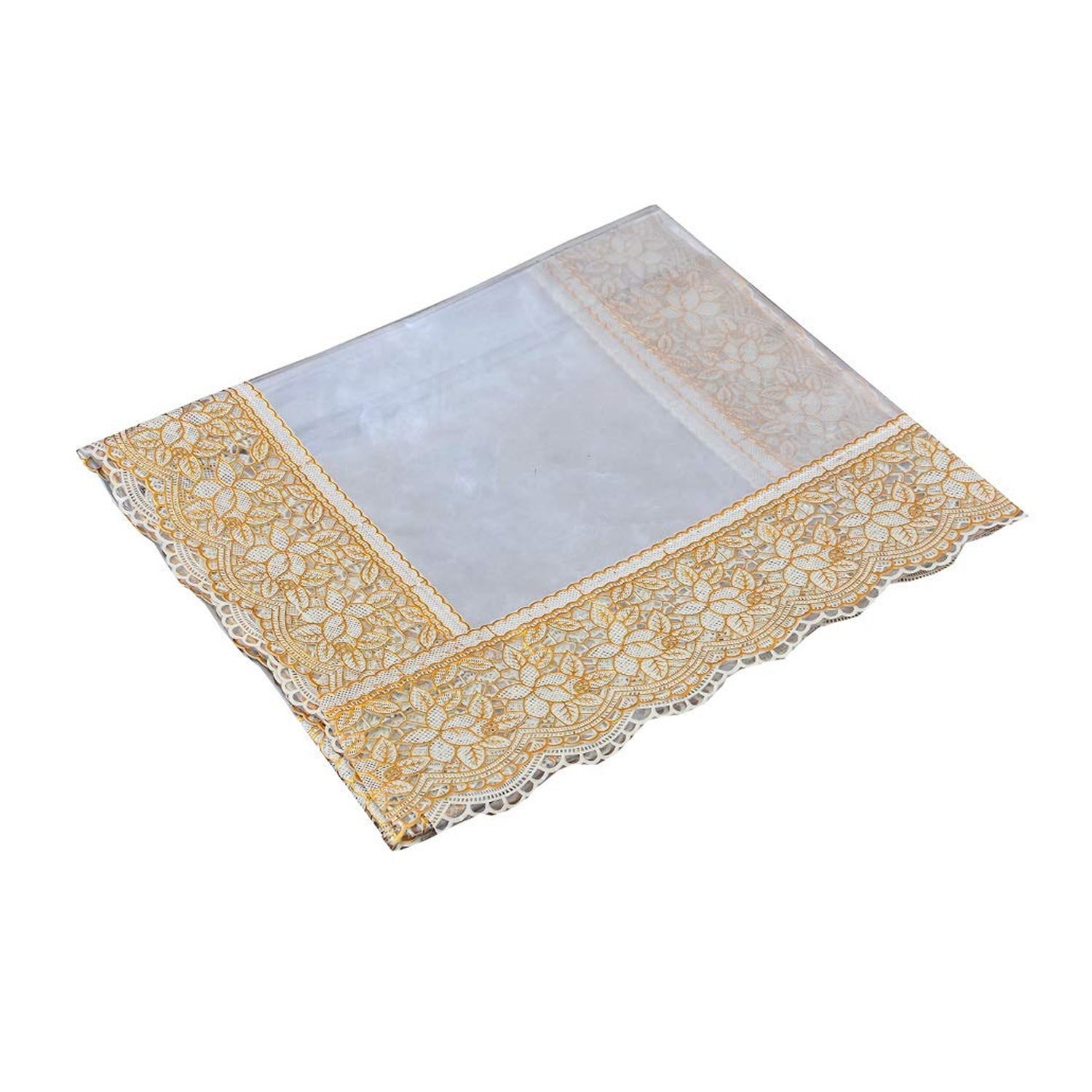 Clear 87x59 inch PVC table cover by Wukusy, protective and transparent, perfect for dining tables or surfaces.