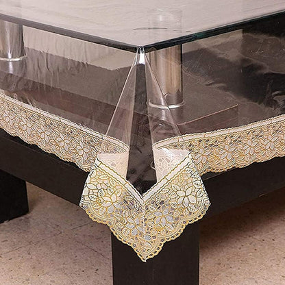 Clear PVC table cover measuring 87x59 inches by Wukusy, protecting and decorating your table with transparent style.