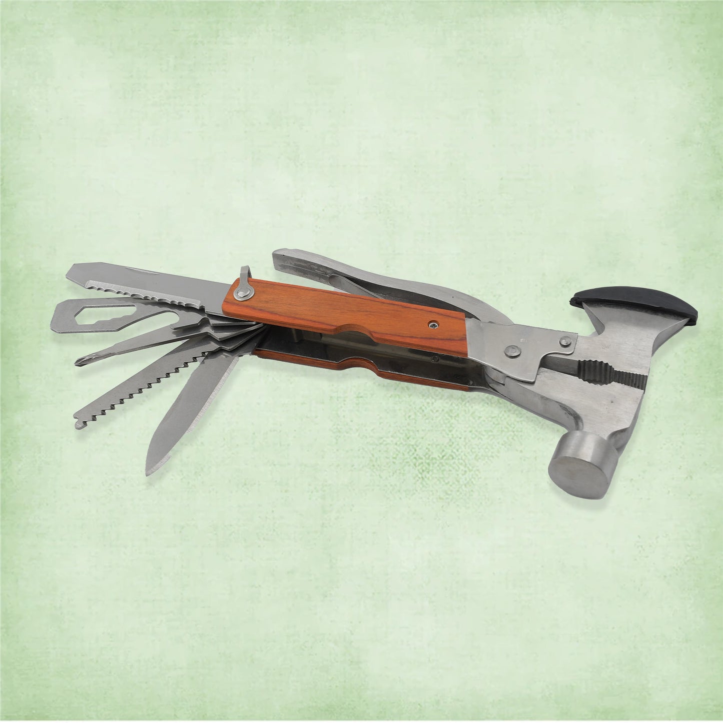 Wukusy all-in-one multitool with hammer, screwdriver, and bottle opener, ideal for Father’s Day, camping, or outdoor gifts for men.