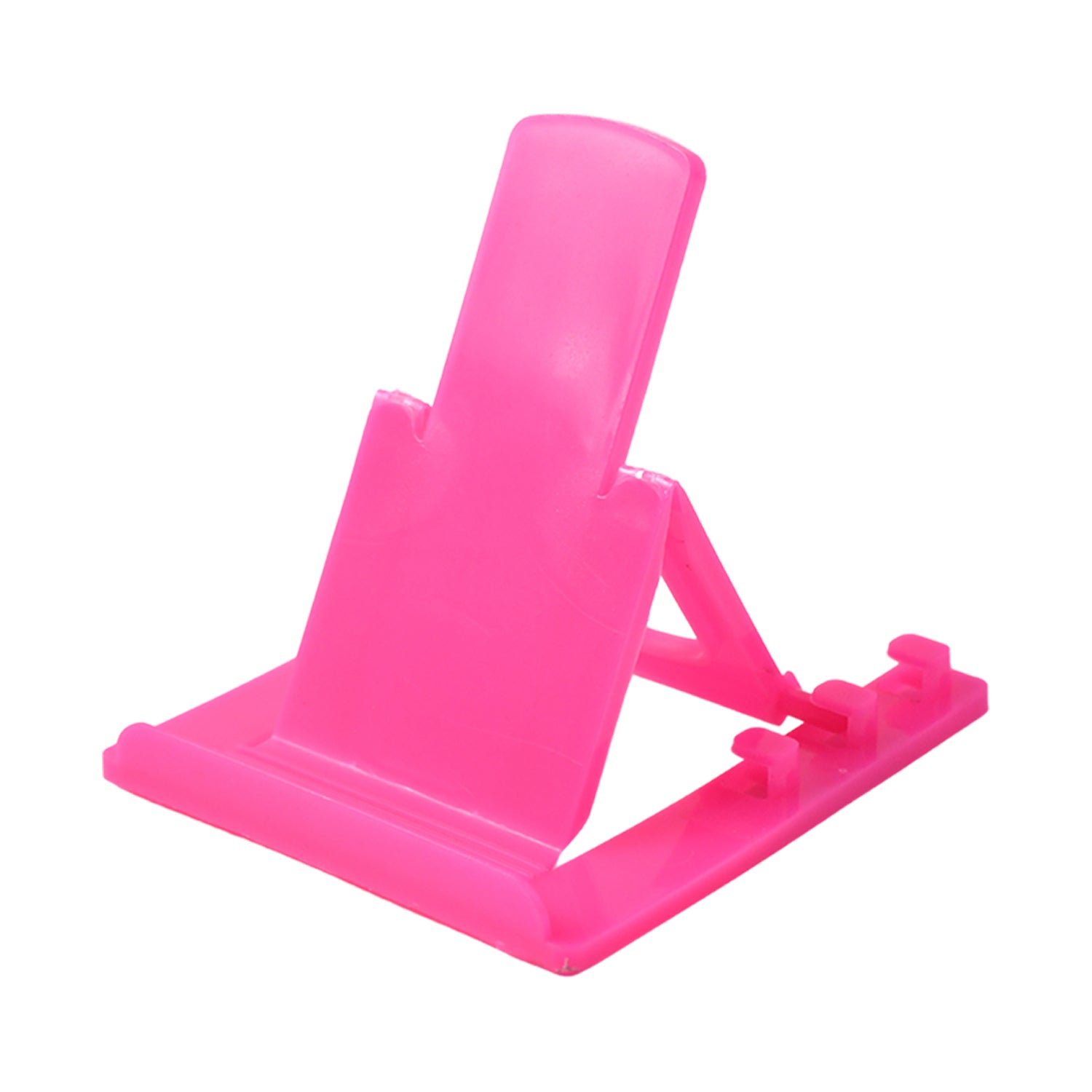 Wukusy adjustable foldable plastic mobile phone stand holder on a flat surface, demonstrating its compact, portable design.