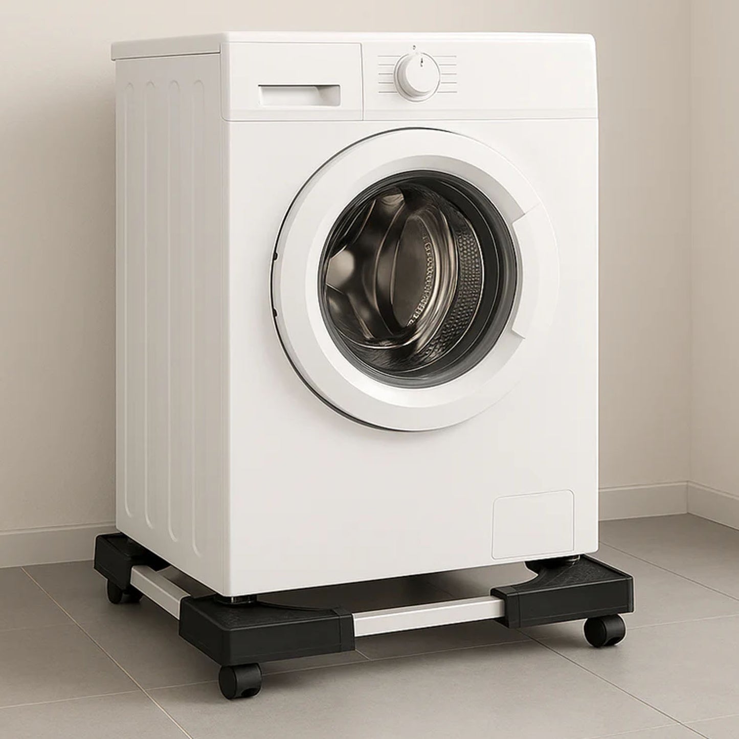 Wukusy adjustable washing machine and refrigerator stand, 67-67 cm, single piece, with sturdy metal frame for kitchen appliances