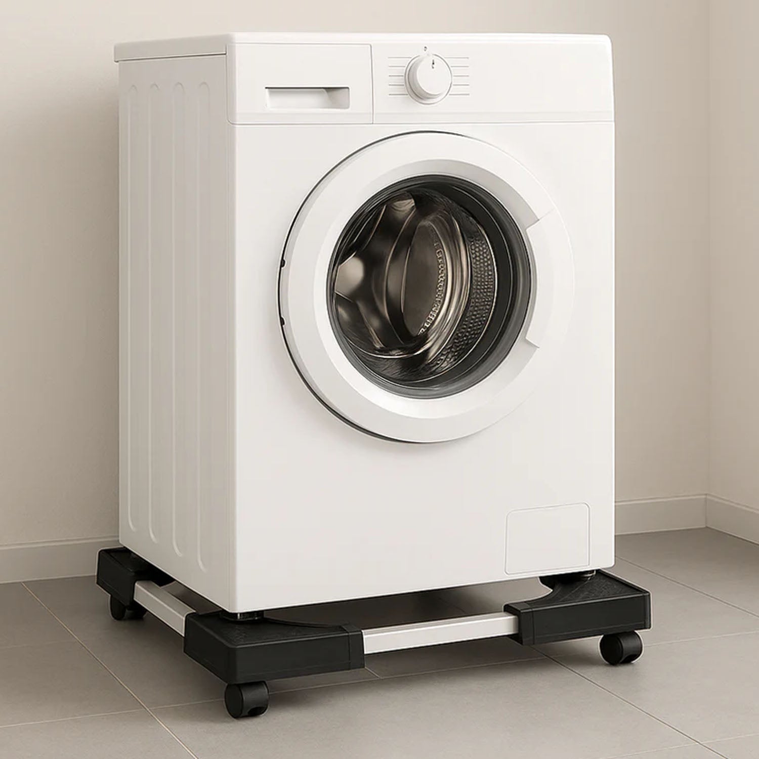 Wukusy adjustable washing machine and refrigerator stand, 67-67 cm, single piece, with sturdy metal frame for kitchen appliances