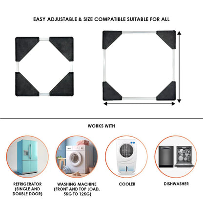 Wukusy adjustable washing machine and refrigerator stand, 67-67 cm, single piece, sturdy metal construction for appliance support