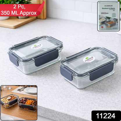 Wukusy airtight sealed food storage container set with two 350ml containers for fresh food organization.