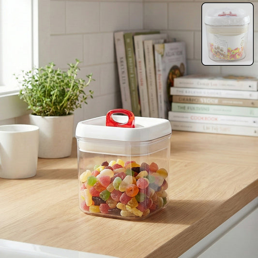 Wukusy airtight storage container with red lid, 1 piece, perfect for keeping food fresh and organized in the kitchen