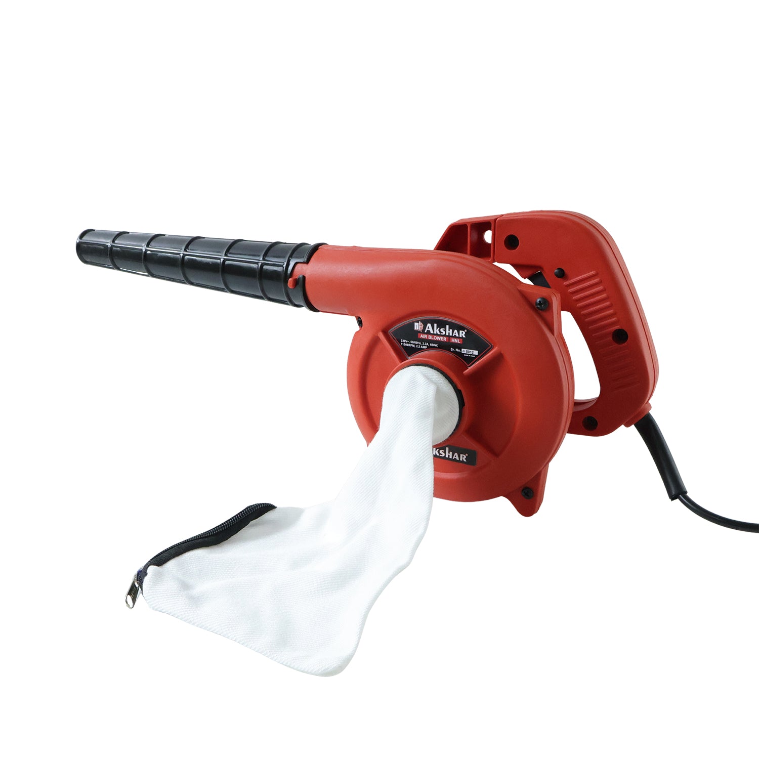 Wukusy Akshar Electric Air Blower AI40 HNL with 650W power, shown in a close-up of the black and orange blower.