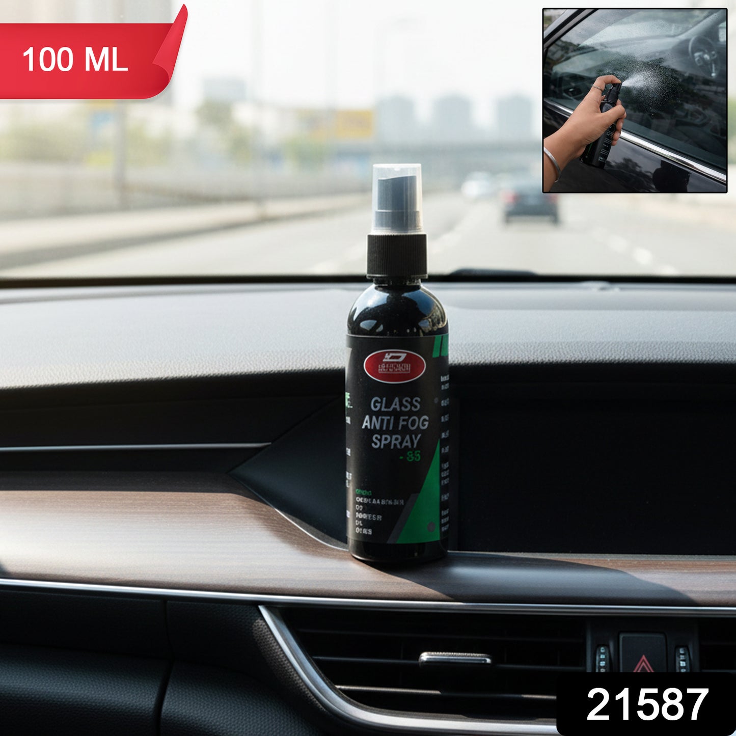 Wukusy anti-fog glass spray for cars and home use, 1-piece bottle, clear spray nozzle, ready for application.