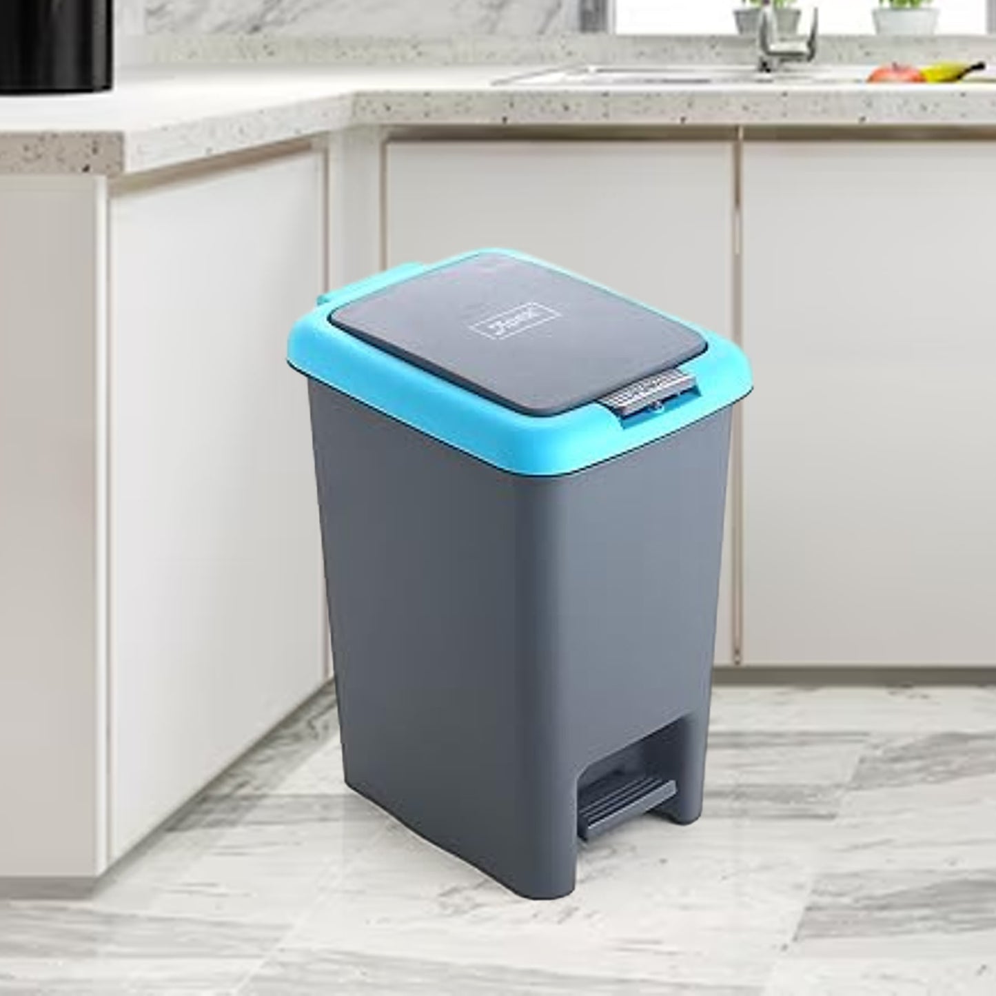 Wukusy Apex plastic push and pedal dust bin with hands-free operation, 6.5-liter capacity, compact design, in mix colors.