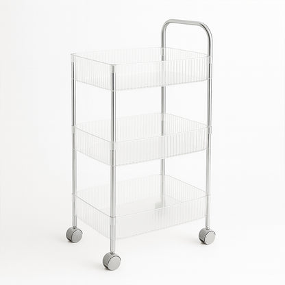 Wukusy Apex Sapphire 3-layer multipurpose storage trolley with wheels, featuring durable shelves and sturdy frame for versatile use.