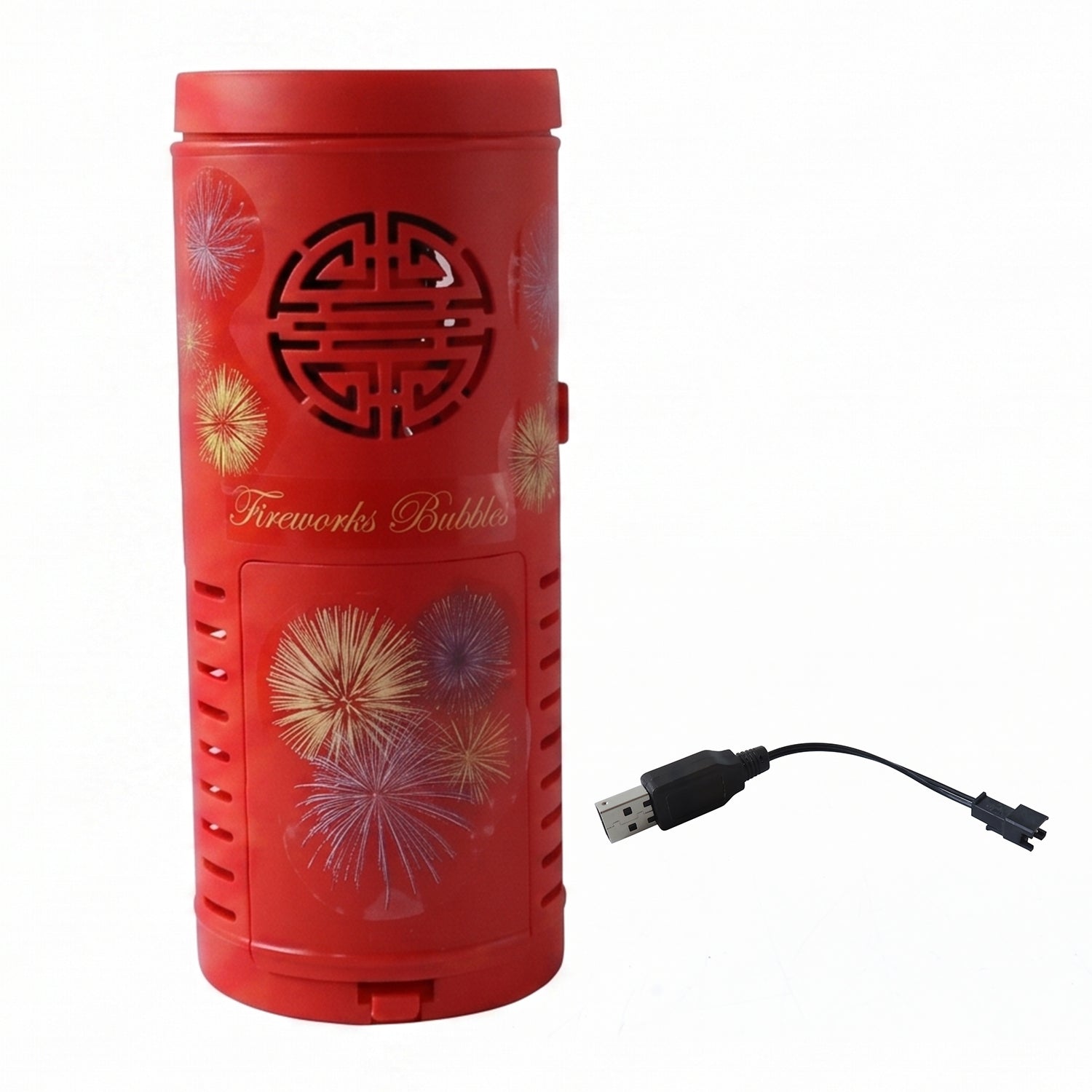 Wukusy automatic bubble machine toy with LED light effects, producing colorful bubbles for outdoor or indoor play.
