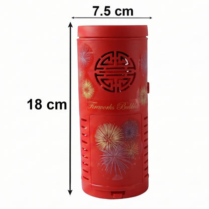 Wukusy automatic bubble machine toy with LED light effects, producing colorful bubbles and light displays for children.