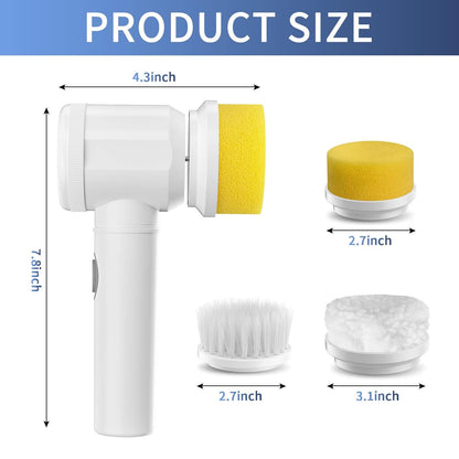 Wukusy B Grade 5-in-1 electric cleaning spin brush with multiple replaceable heads for versatile cleaning tasks.