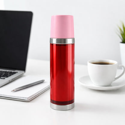 B-grade Wukusy stainless steel vacuum insulated flask bottle, 500ml, showing durable construction and sleek design.