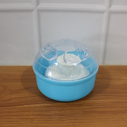 Wukusy baby powder puff storage box set with multiple white containers for organizing baby powder puffs.