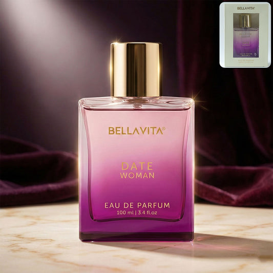 Bellavita Premium Date Woman Eau De Parfum by Wukusy, 100ml bottle with elegant packaging.