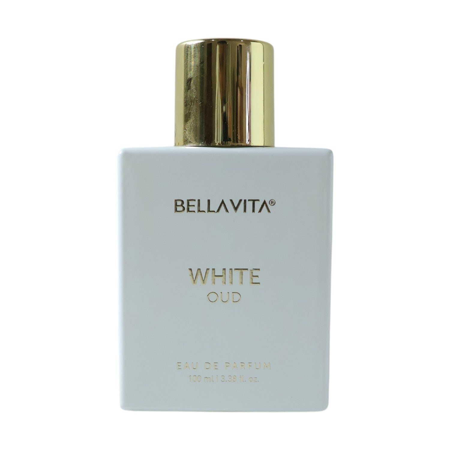 Bellavita Premium White Oud Eau De Perfume by Wukusy, 100ml bottle with elegant white packaging and luxurious scent.