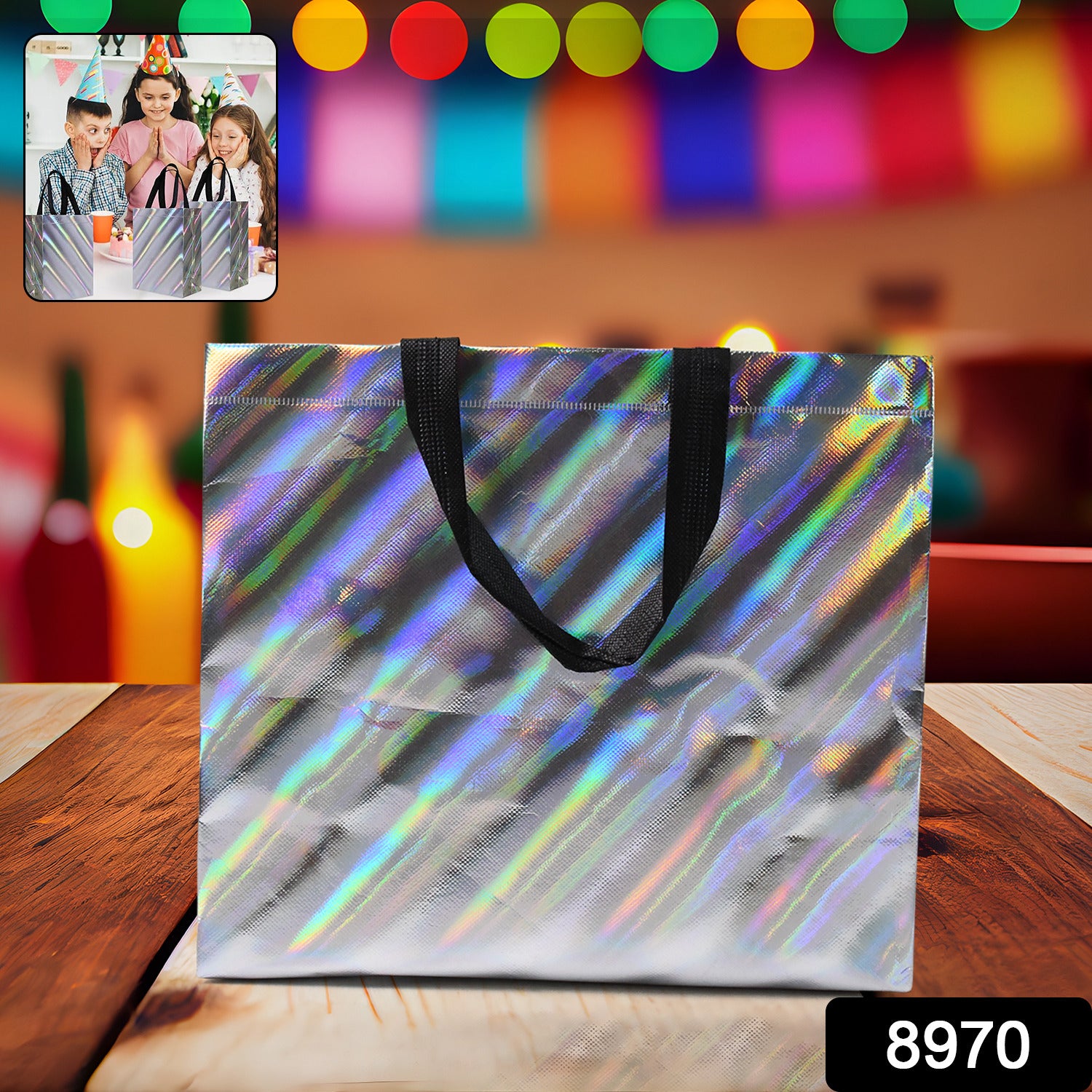 Reusable Wukusy birthday gift bag with colorful mixed designs for party gifting, made from eco-friendly materials.