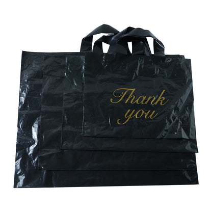 Set of four Black Wukusy Thank You printed carry bags in various sizes, suitable for gifting or retail packaging.