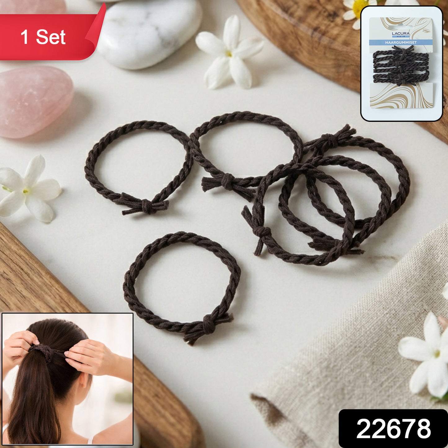 Set of Wukusy braided elastic hair bands with multiple colors, ideal for securing hair comfortably and stylishly.