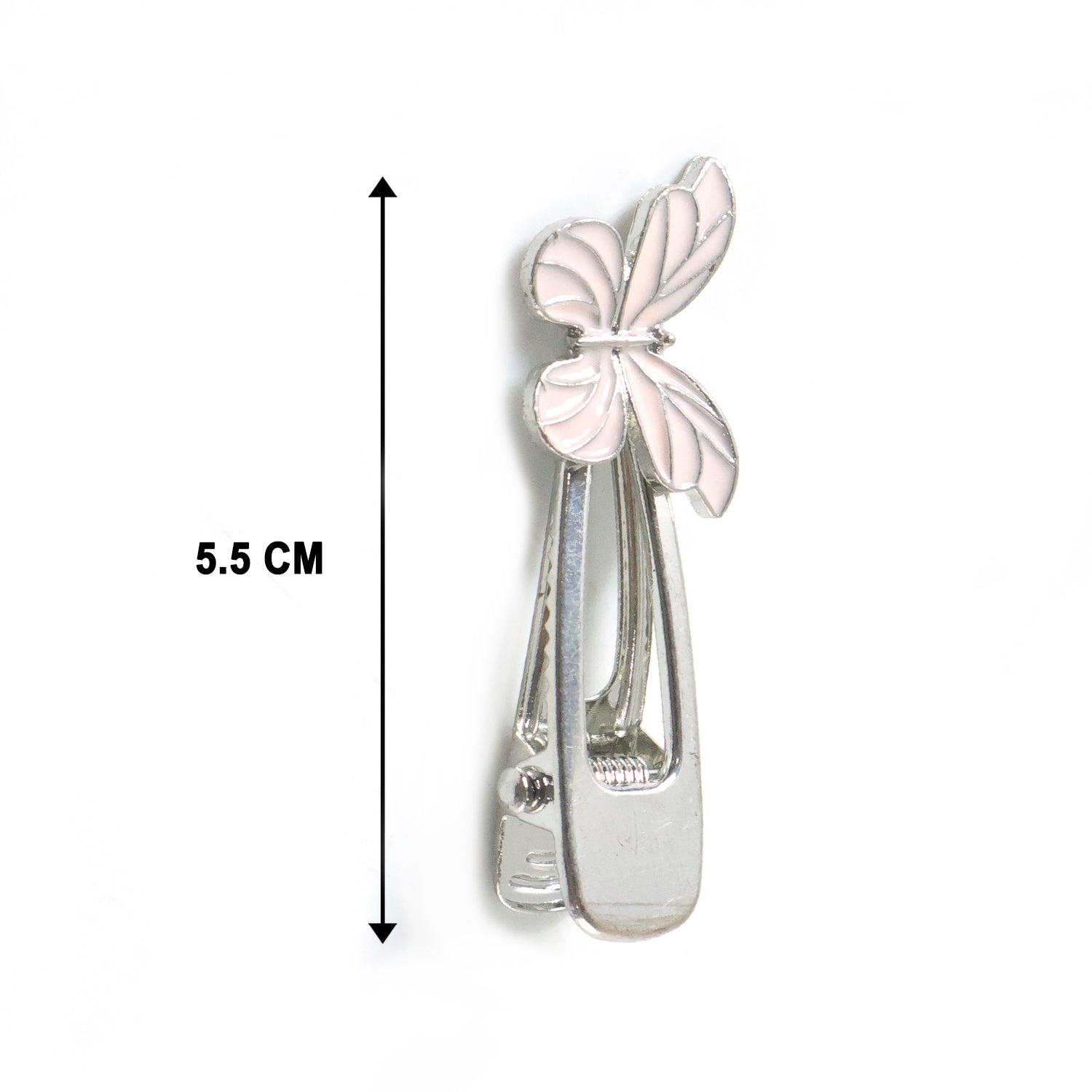 Wukusy butterfly design metal hair clip, 1 piece, featuring elegant butterfly shape and shiny silver finish for hair accessories