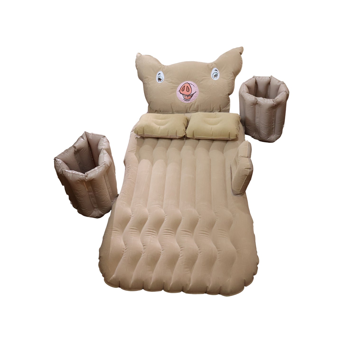 Wukusy cartoon pig design car air mattress bed set with pillows, inflatable travel bed for kids or camping comfort