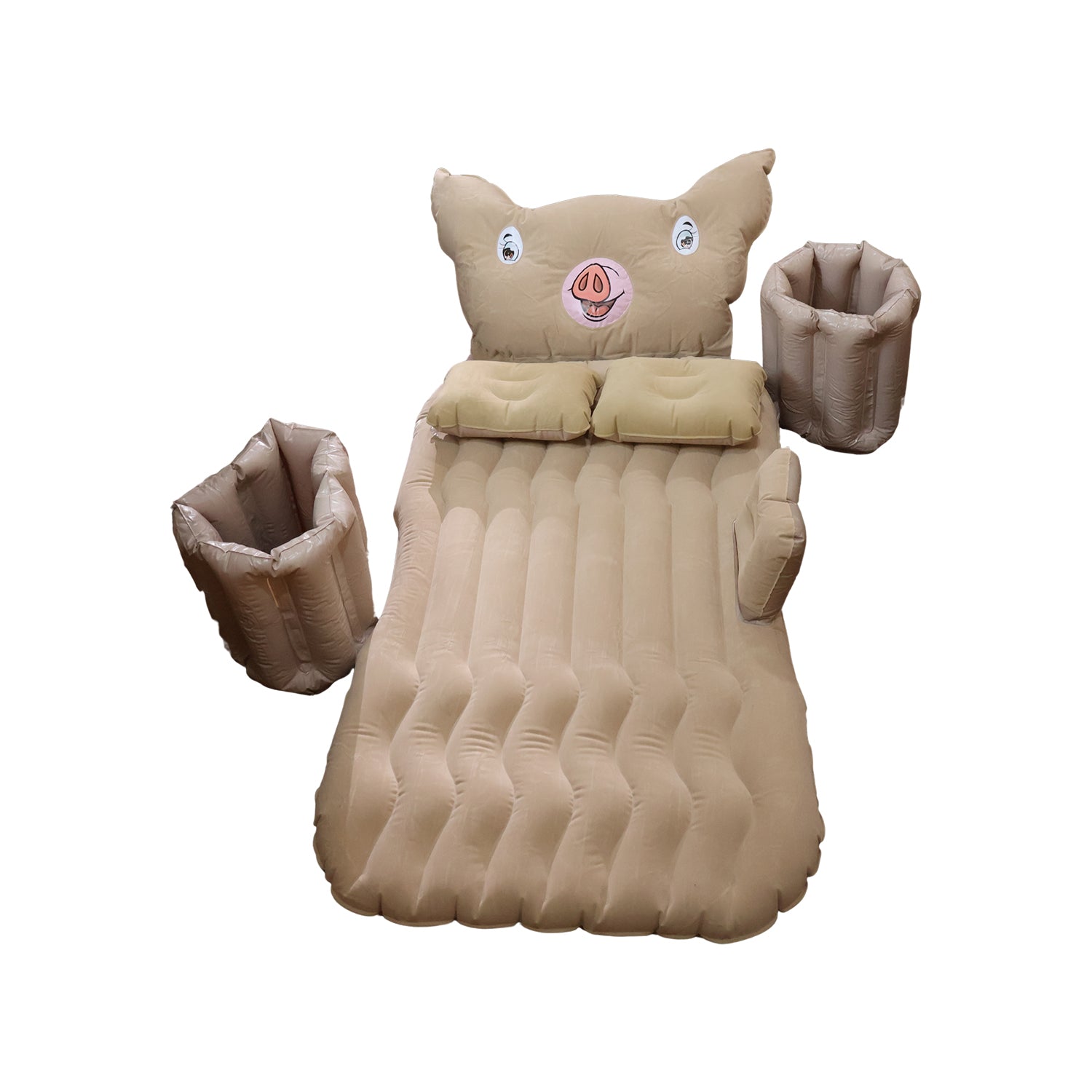 Wukusy cartoon pig design car air mattress bed set with pillows, inflatable travel bed for kids or camping comfort