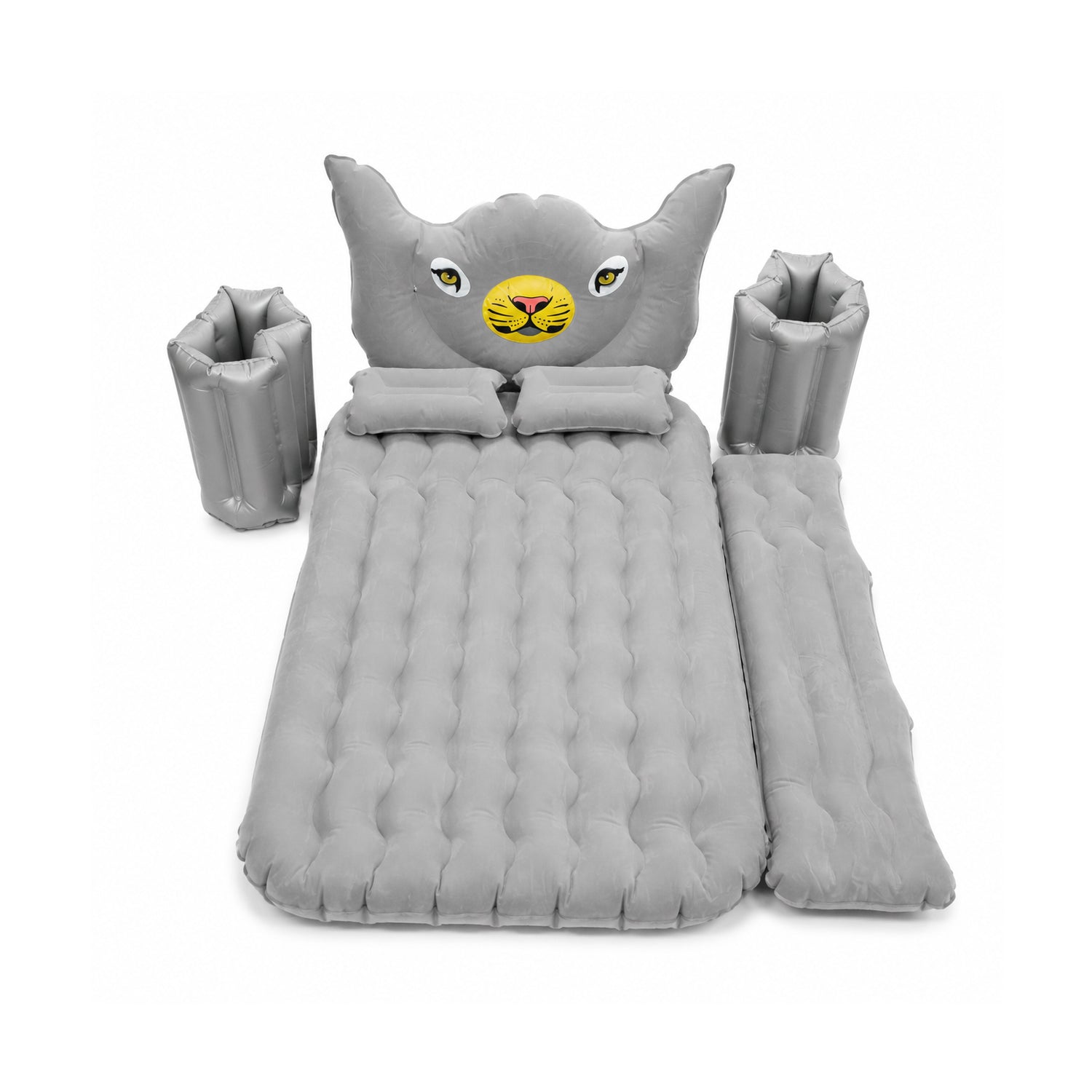 Wukusy car air mattress bed set with inflatable cushions, pillow, and air pump for travel comfort and convenience.