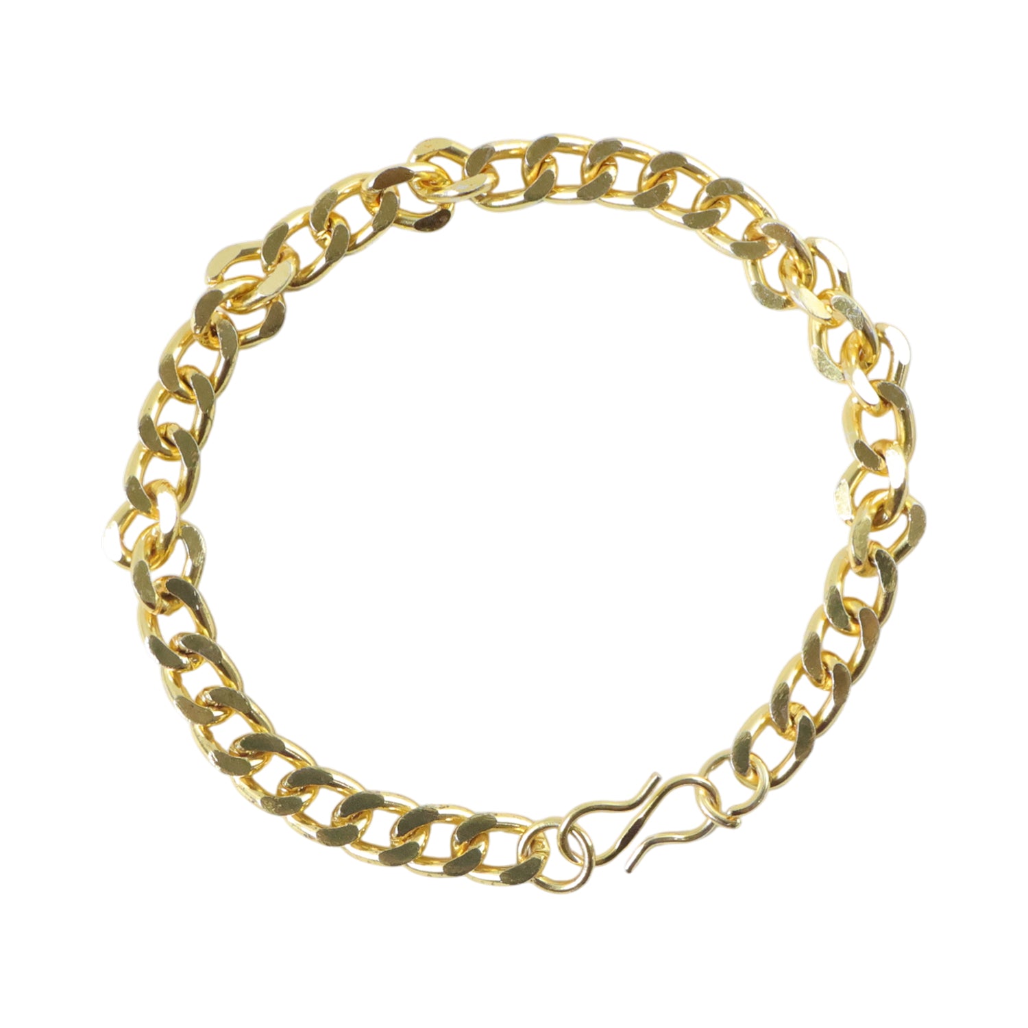 Gold finish chain link bracelet by Wukusy, unisex jewelry for men and women, showcasing a stylish and durable design.