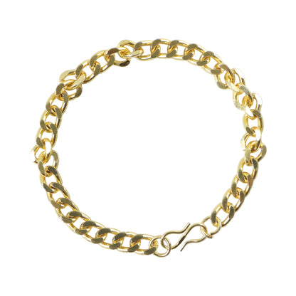 Gold finish chain link bracelet by Wukusy, unisex jewelry for men and women, showcasing a stylish and durable design.