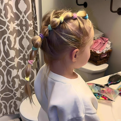 Colorful soft elastic hair bands set for kids and girls by Wukusy, featuring 10 vibrant hair ties in a convenient pack.