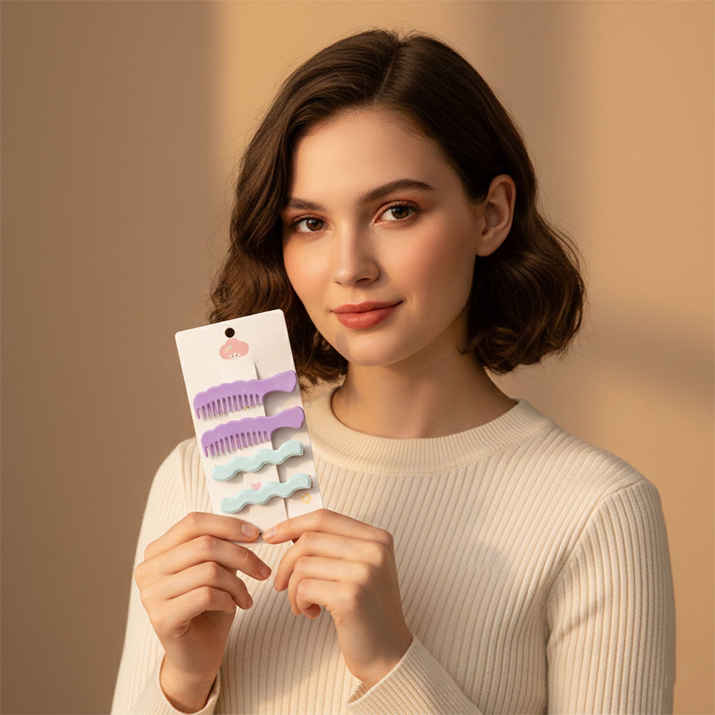 Set of four Wukusy comb-shaped hair clips for girls and women, featuring stylish and functional hair pins.