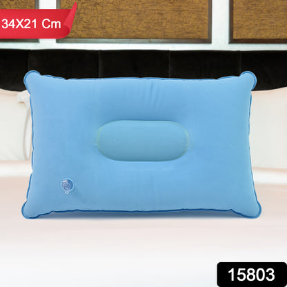 Wukusy comfortable inflating travel pillow in mix color, 34x21 cm, with ergonomic design for neck support and easy inflation.