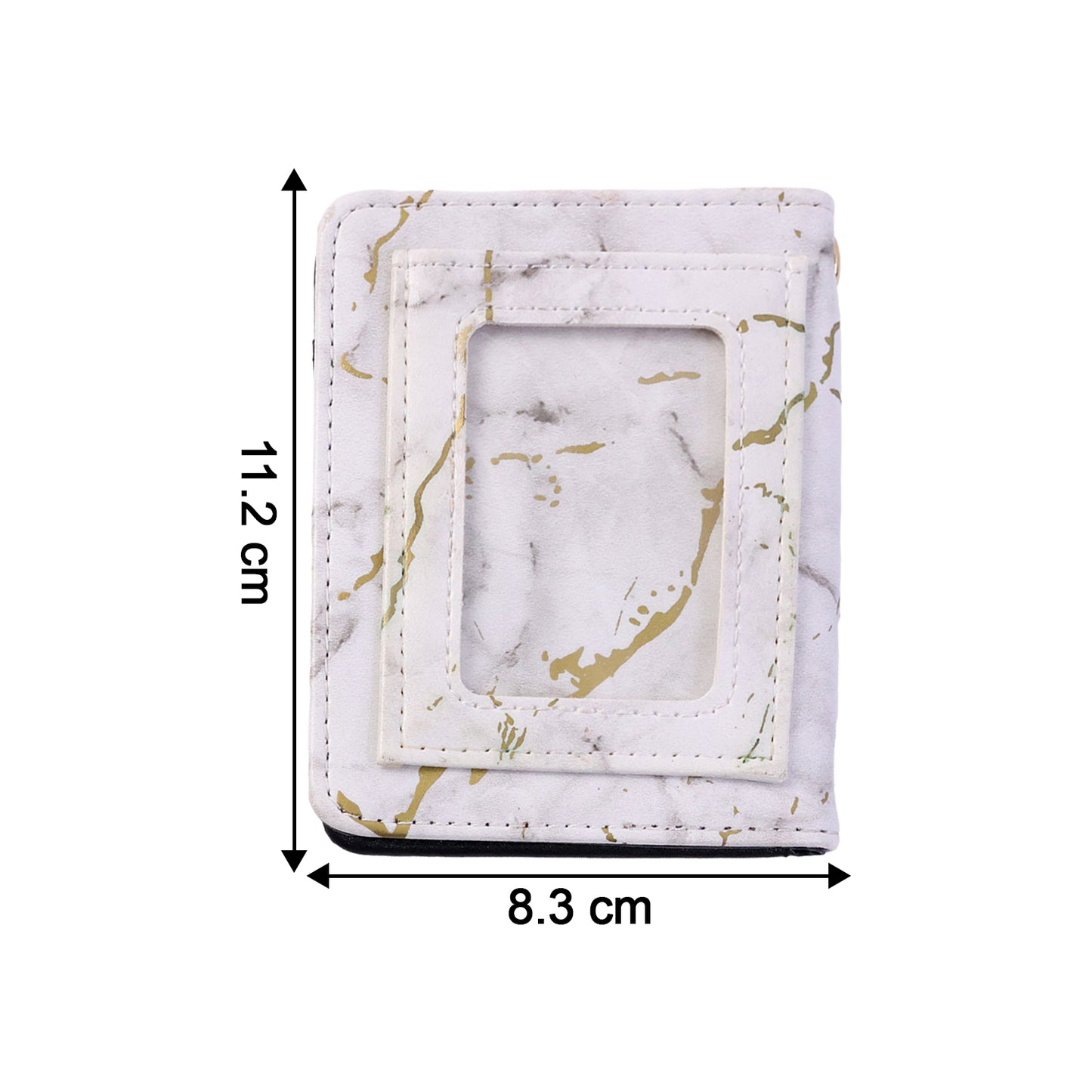 Wukusy compact marble finish snap button card holder wallet with multiple card slots and sleek design.