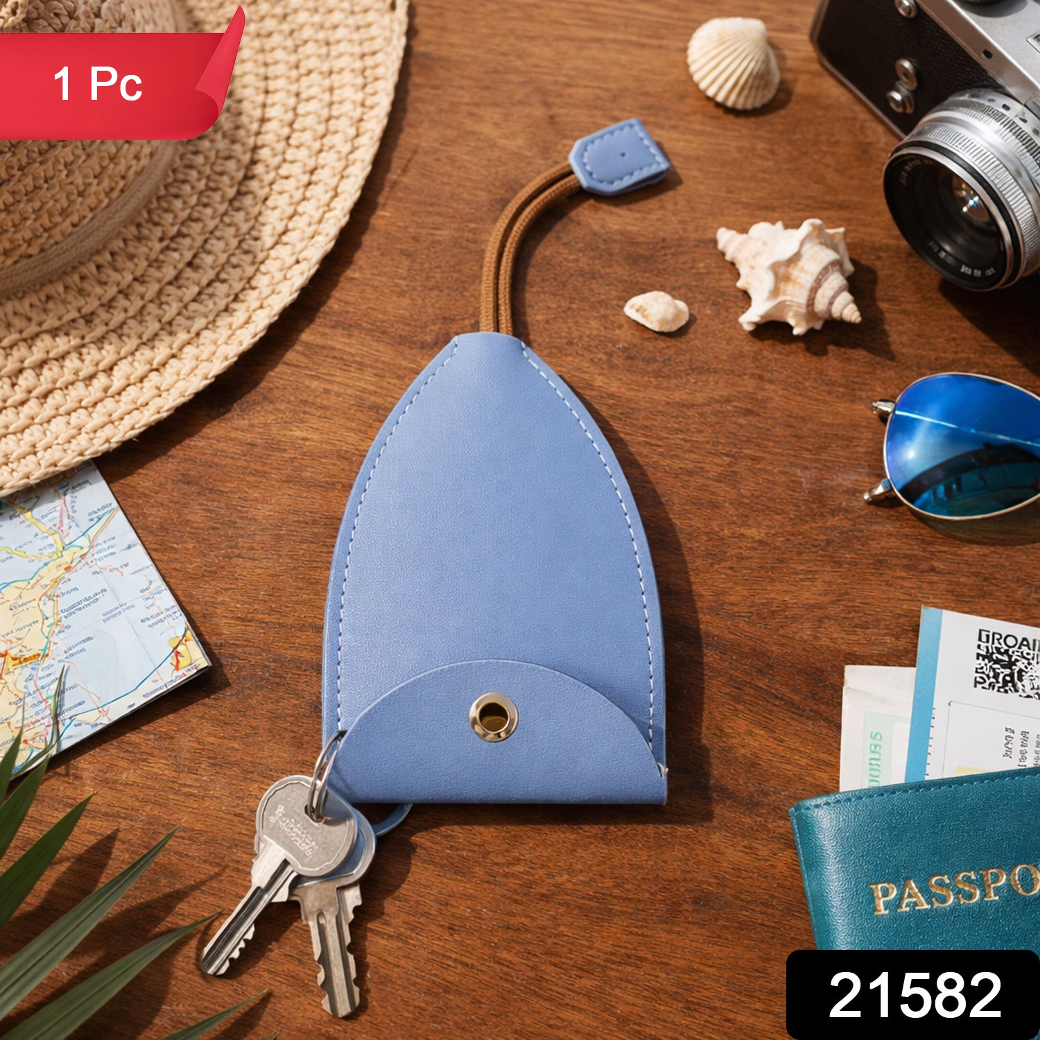 Wukusy compact travel keyholder pouch with wrist strap, black, small size, designed for secure key storage and easy carrying