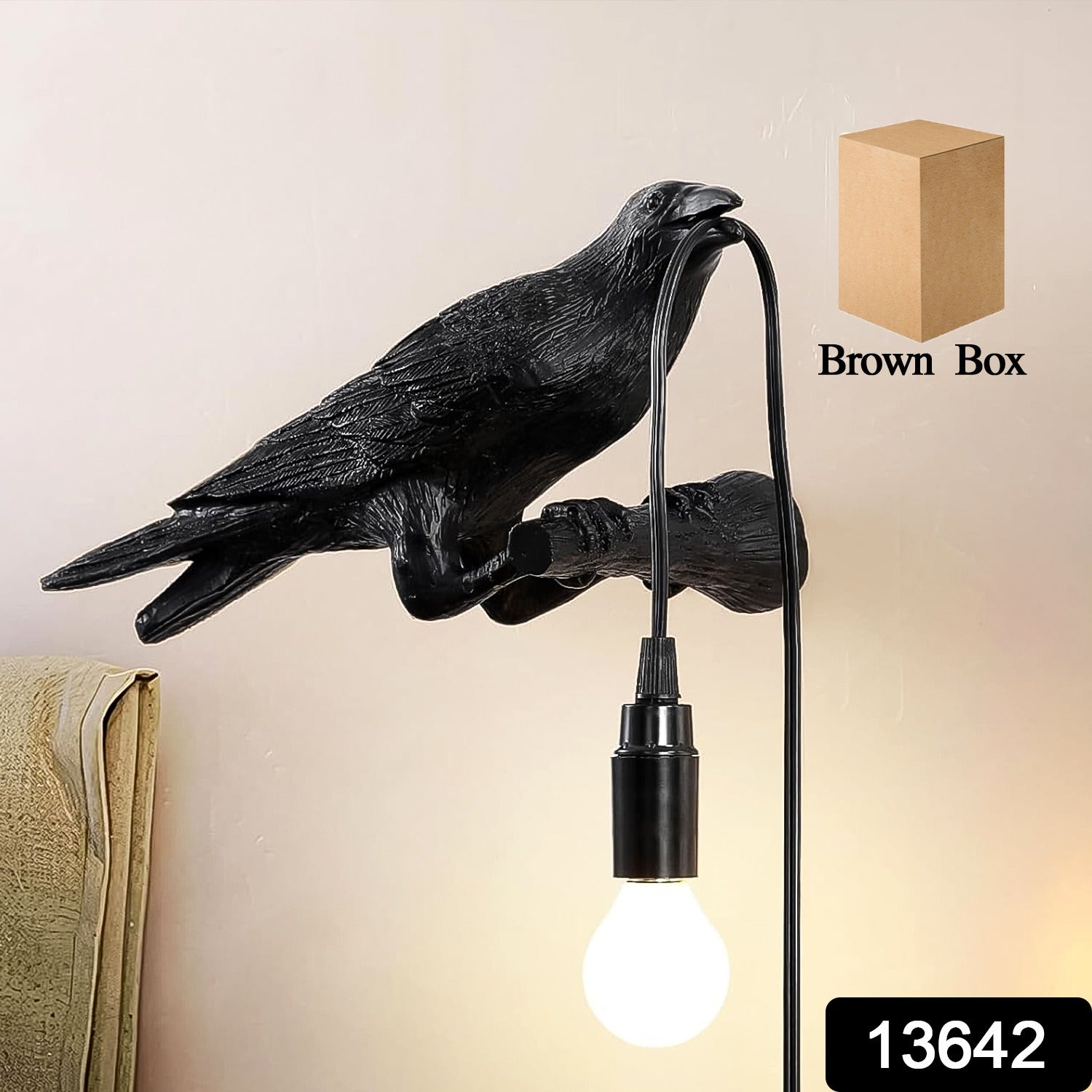 Wukusy Crow Birds Table Lamp set with vintage Edison bulbs, featuring decorative bird-shaped lamp bases and warm lighting.