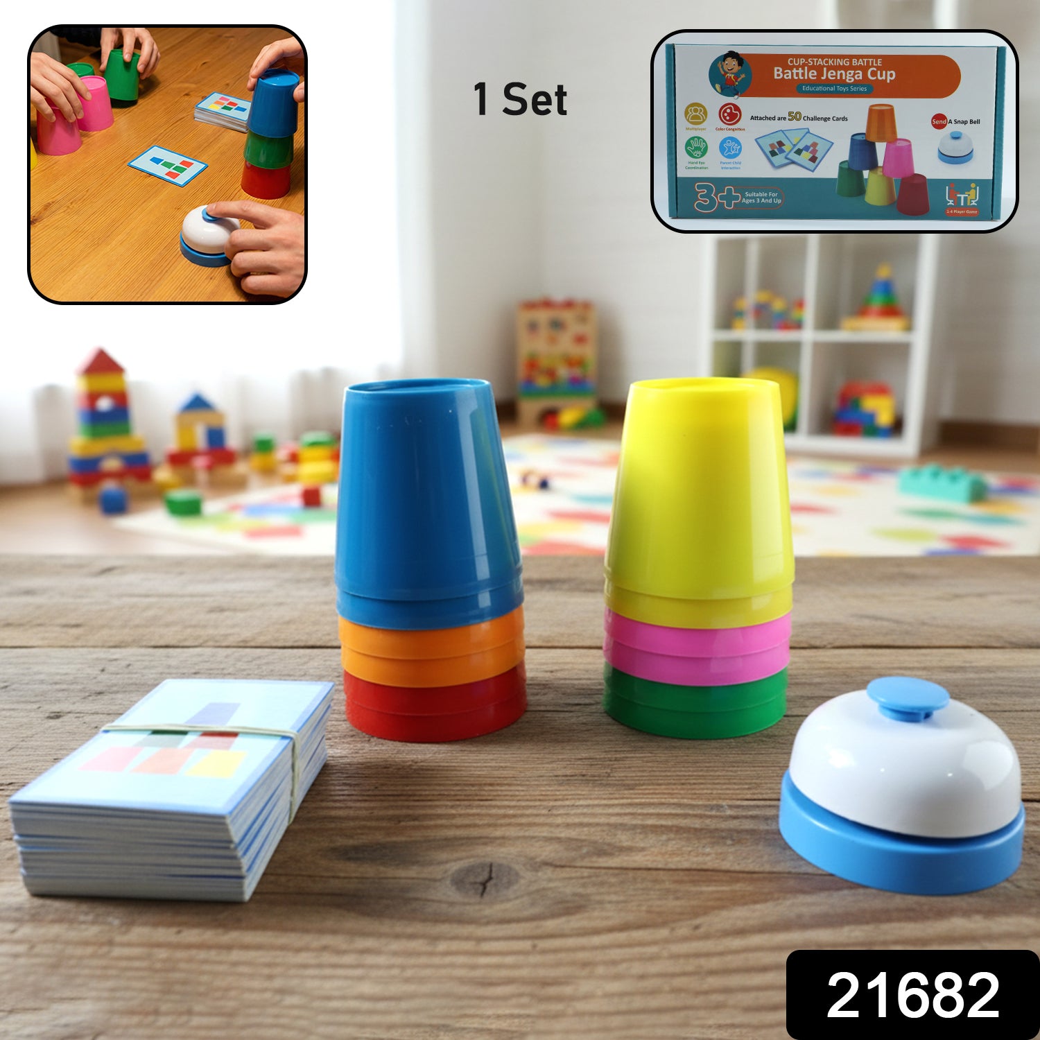 Wukusy cup stacking battle challenge game set with colorful cups and stacking obstacles for competitive play.