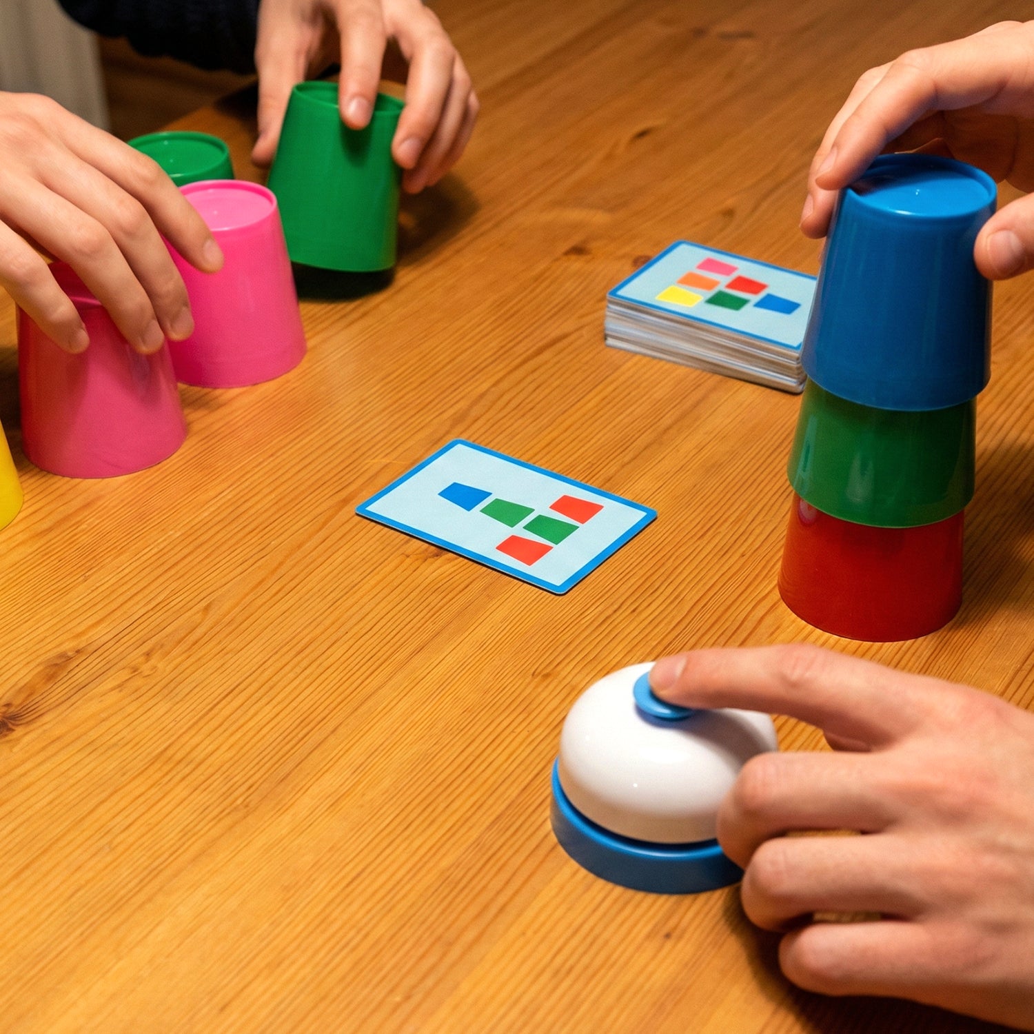 Wukusy cup stacking battle challenge game set with colorful cups for competitive stacking fun and skill development.
