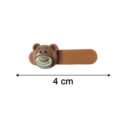 Set of four Wukusy cute bear face decorative hair clips for children, featuring adorable bear designs perfect for accessorizing.