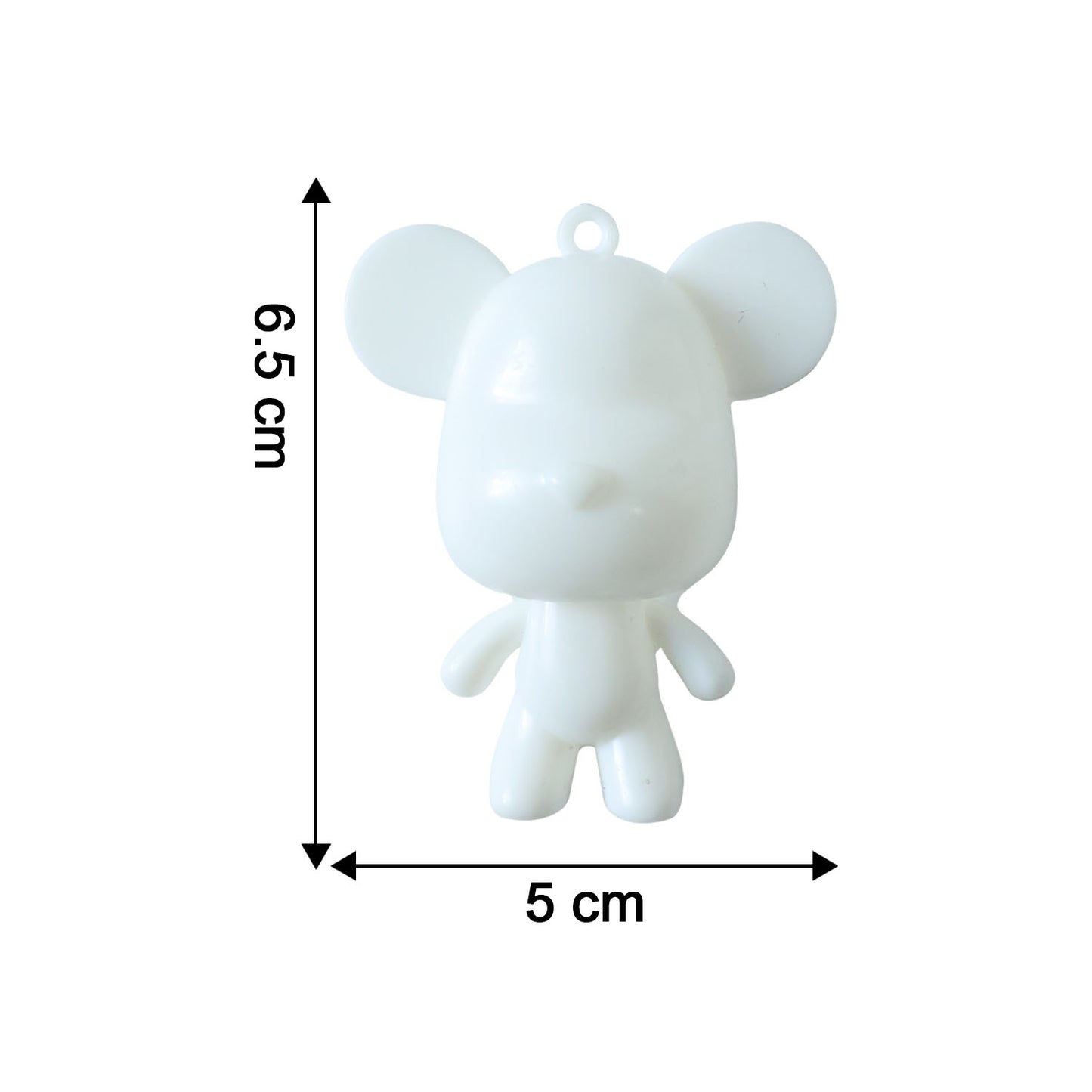 Wukusy cute bear figure keychain, small plush with detailed bear design, attached to a keyring for carrying keys or accessories