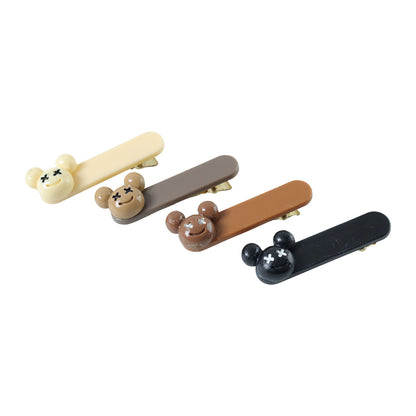 Set of four Wukusy cute cartoon bear design fashion hair clips, premium hair accessories for kids and teens.