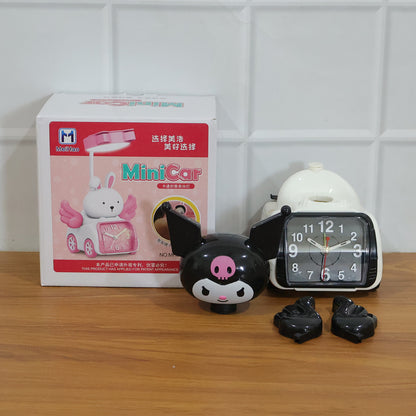 Wukusy cute cartoon character car-style table alarm clock on a desk showing time and colorful design