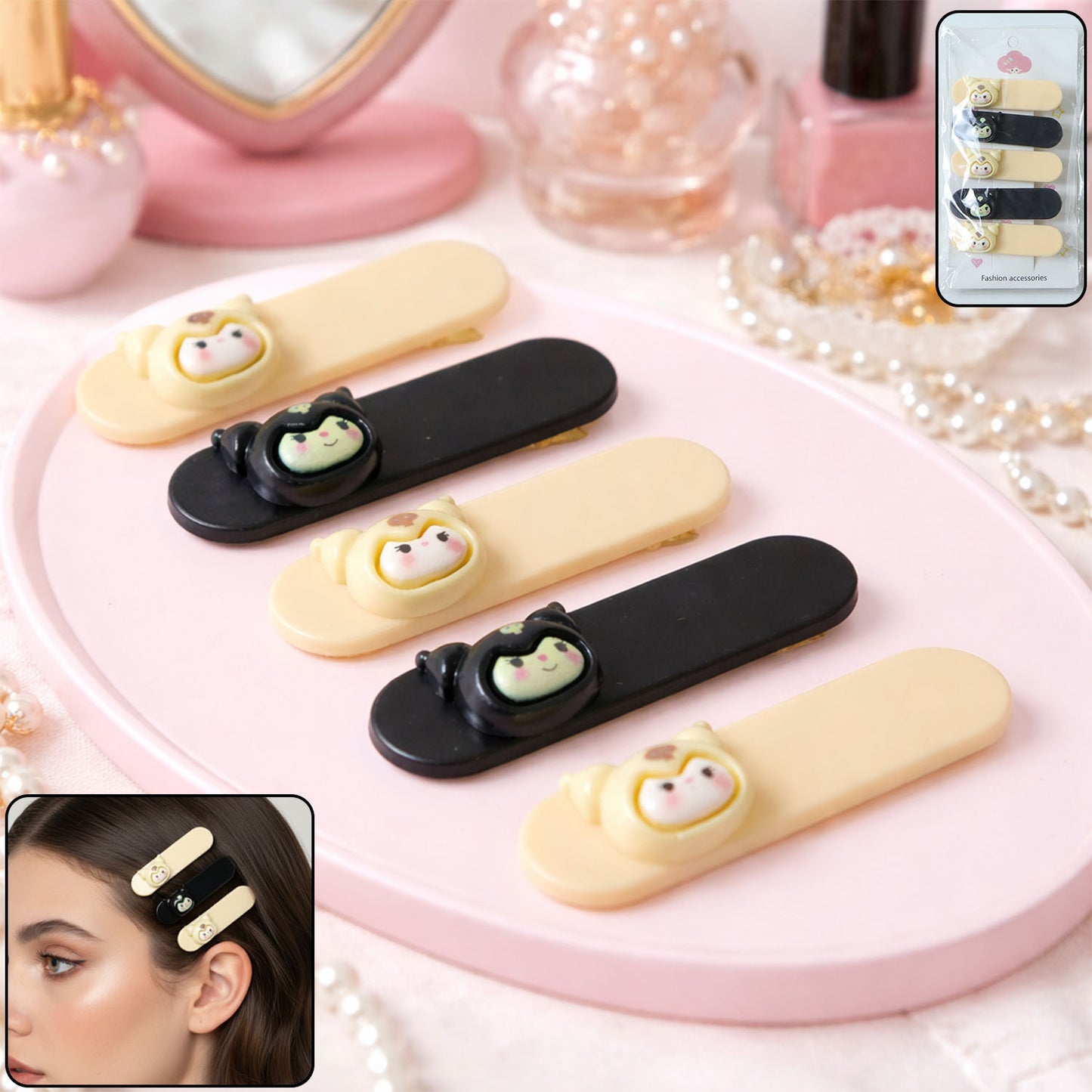 Set of five Wukusy cute cartoon character hair clips featuring colorful and playful designs for kids.