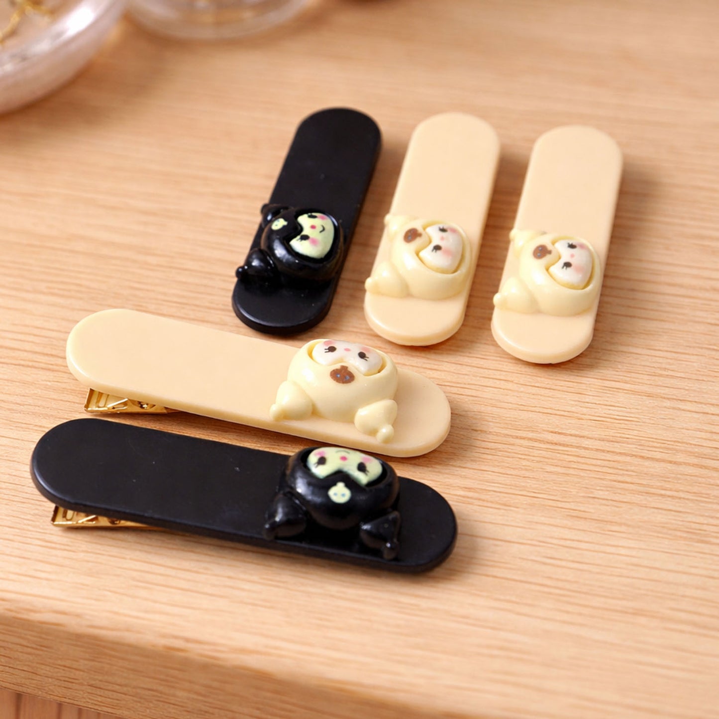 Set of five Wukusy cute cartoon character hair clips featuring colorful, playful designs for kids' hair accessories.