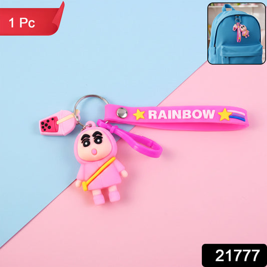 Wukusy cute cartoon character rainbow strap keychain featuring colorful design and playful character illustration.